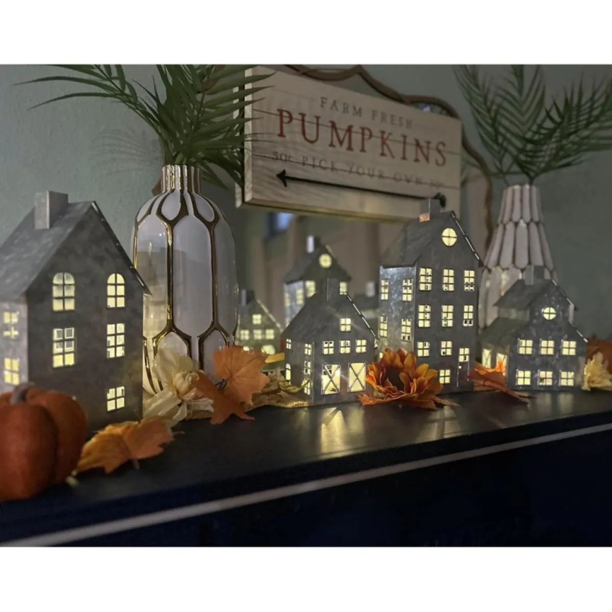 as_is_emryn_house_pc_farmhouse_village_set_with_string_lights_5.webp Emryn House Indoor Decor | As Is 5Pc Farmhouse Village Set With String Lights