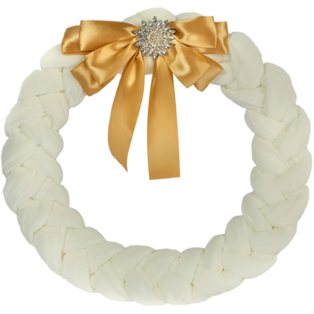 august & leo Wreaths, Garlands & More | 19" Braided Velvet Wreath With Jeweled Satin Bow