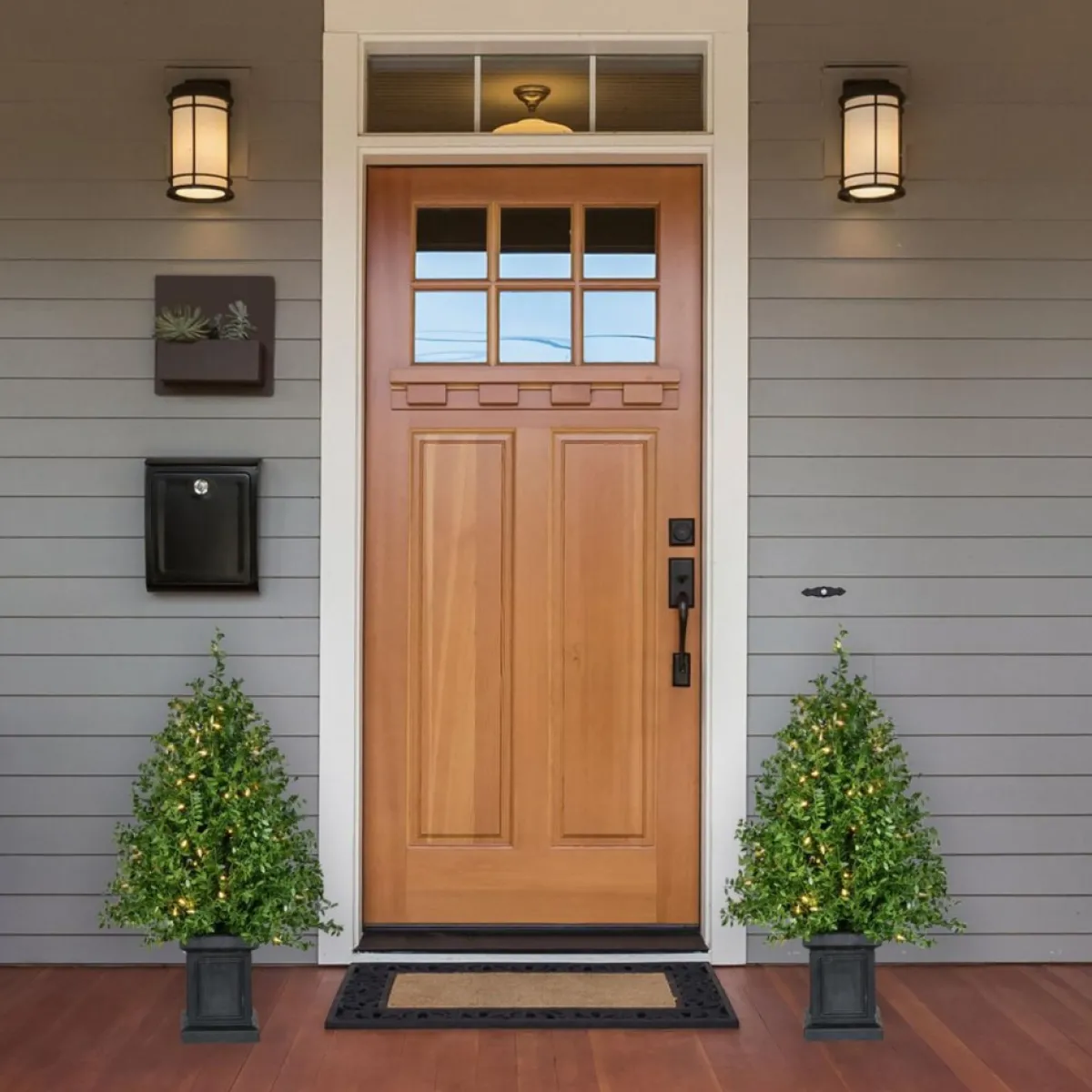 boxwood_porch_tree_in_black_pot_with_warm_white_lights_set_of__2.webp Fraser Hill Farm Outdoor Decor | Boxwood Porch Tree In Black Pot With Warm White Lights, Set Of 2