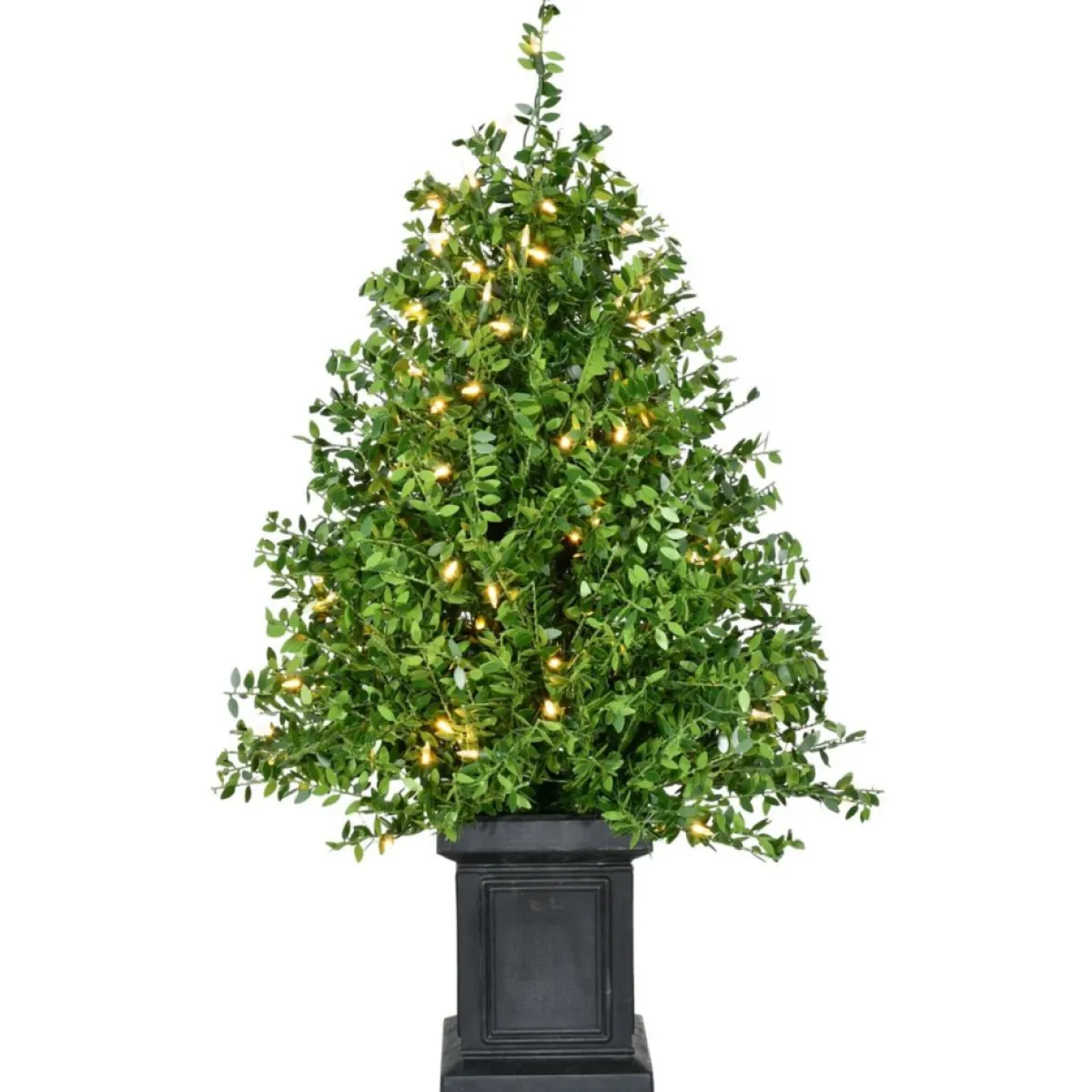 boxwood_porch_tree_in_black_pot_with_warm_white_lights_set_of__3.webp Fraser Hill Farm Outdoor Decor | Boxwood Porch Tree In Black Pot With Warm White Lights, Set Of 2