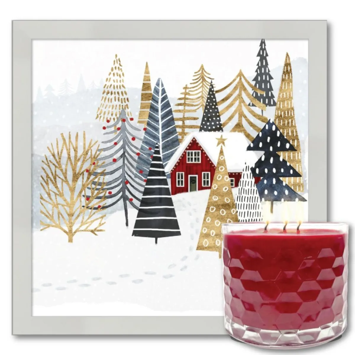 Courtside Market Candles | Christmas Chalet Artboard & 13.5 Oz. 3-Wick Candle