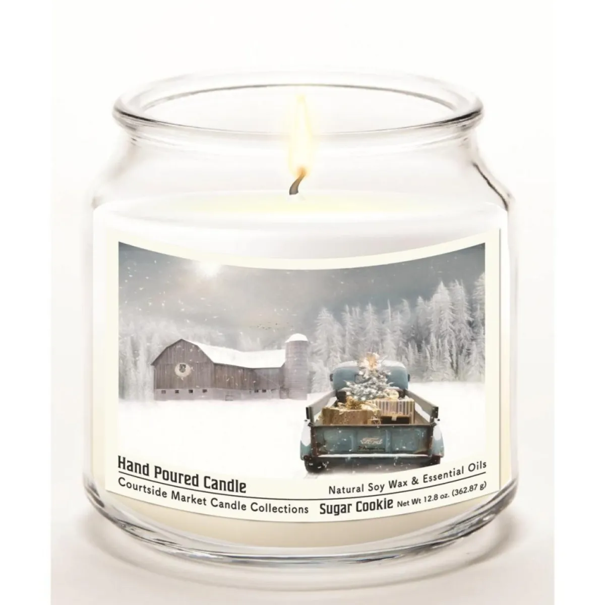 Courtside Market Candles | Christmas Pick-Up Truck Wax Candle With Silver Lid
