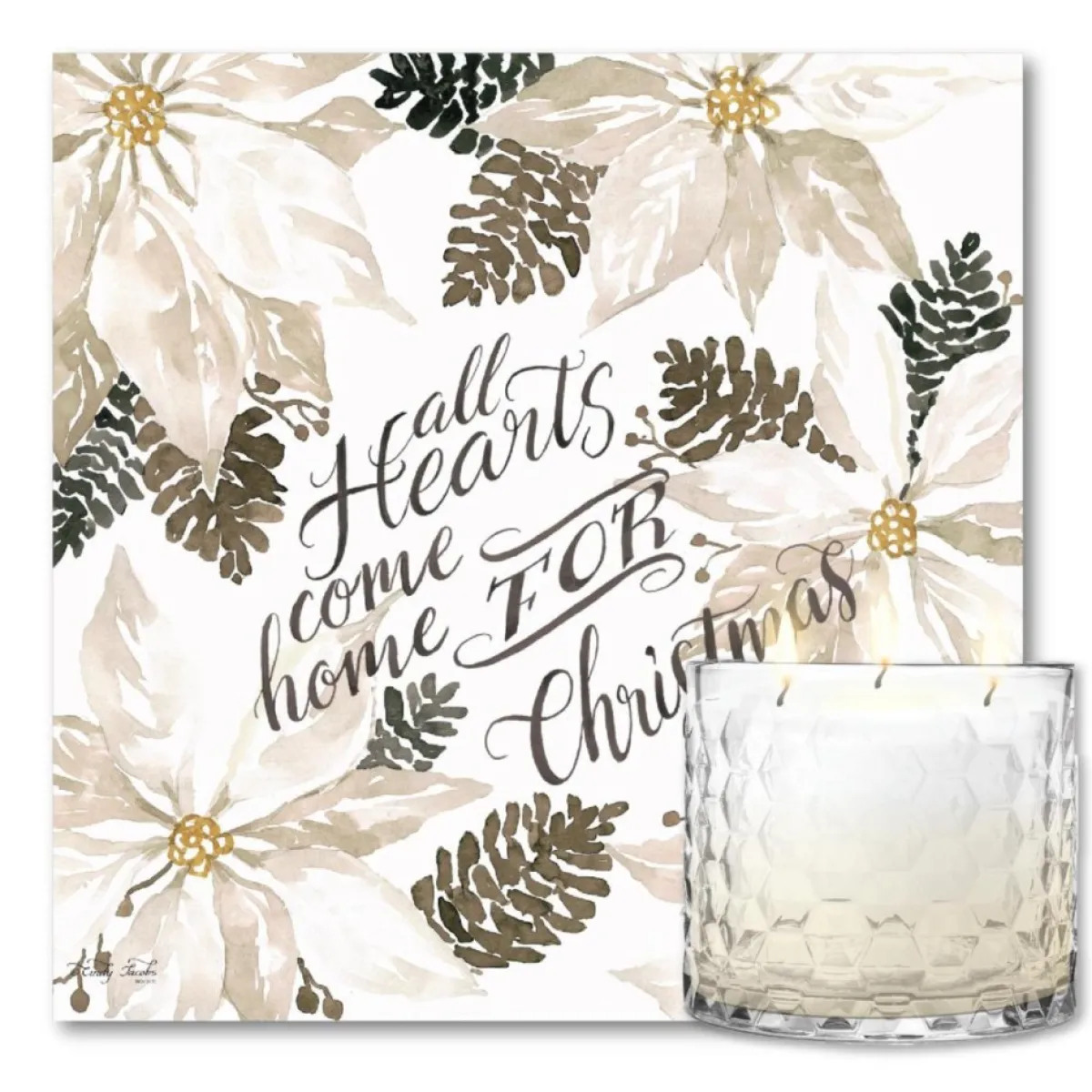 Courtside Market Candles | Come Home For Xmas Artboard & 13.5 Oz. 3-Wick Candle