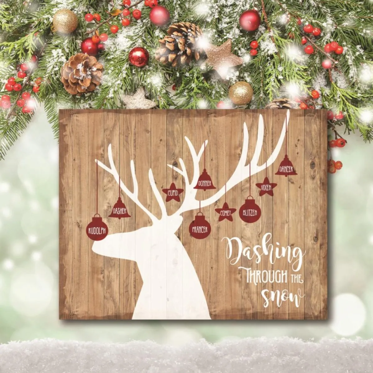 Courtside Market Indoor Decor | Dashing Through The Snow 8"X10" Board Sign