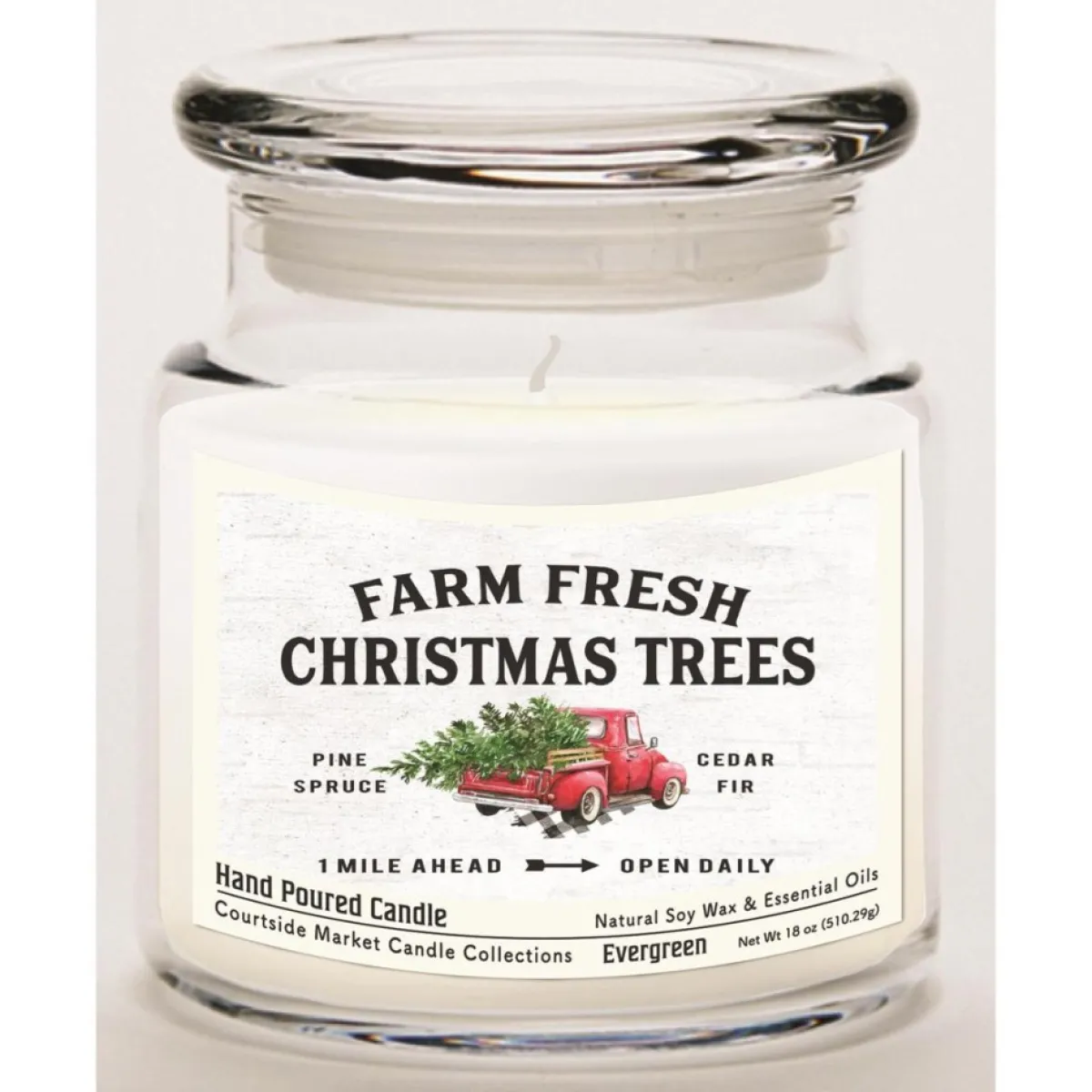 Courtside Market Candles | Fresh Farm Trees Wax Infused Candle With Glass Lid