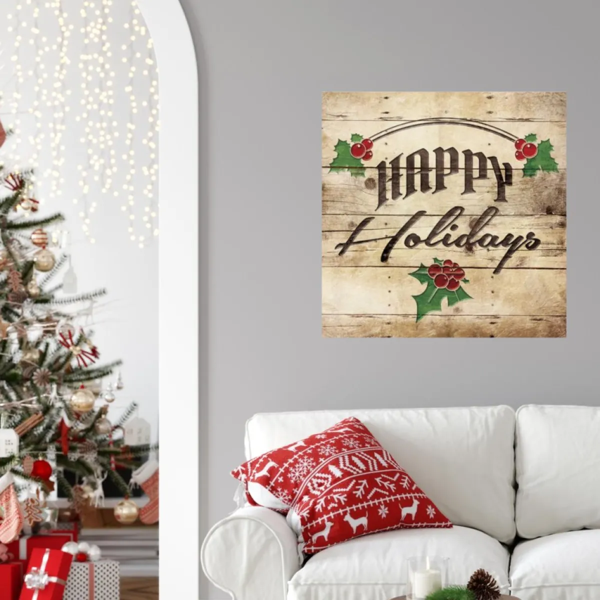 Courtside Market Indoor Decor | Happy Holiday 24"X24" Decal Wall Art