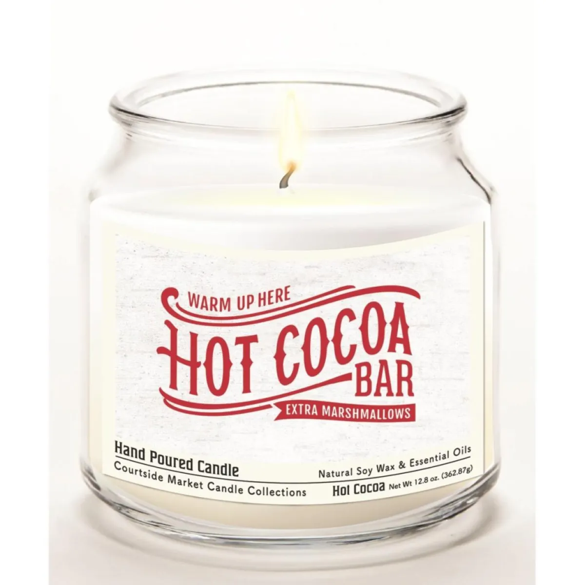 Courtside Market Candles | Hot Cocoa Bar Wax Candle In Glass Jar With Silver Lid