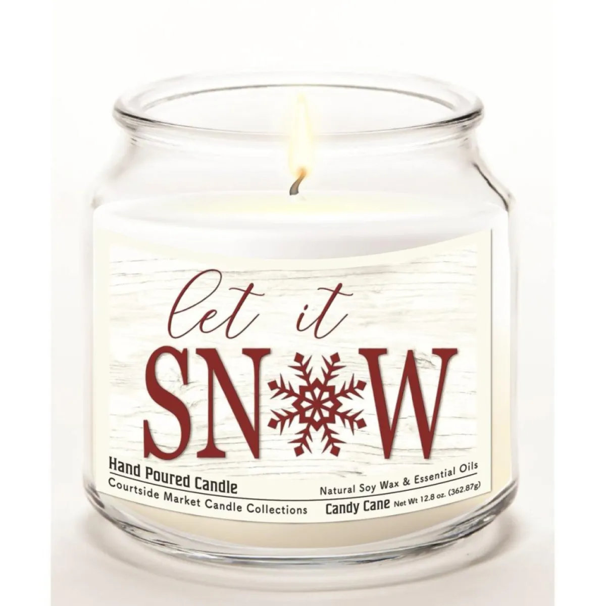 Courtside Market Candles | Let It Snow Candle Glass Jar With Brushed Silver Lid