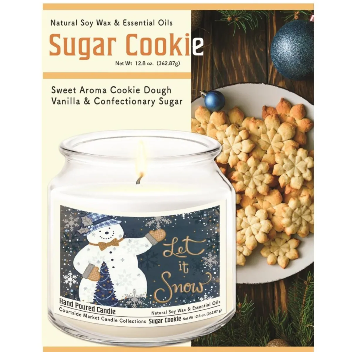 Courtside Market Candles | Let It Snow Infused Soy Candle In Glass Jar With Lid