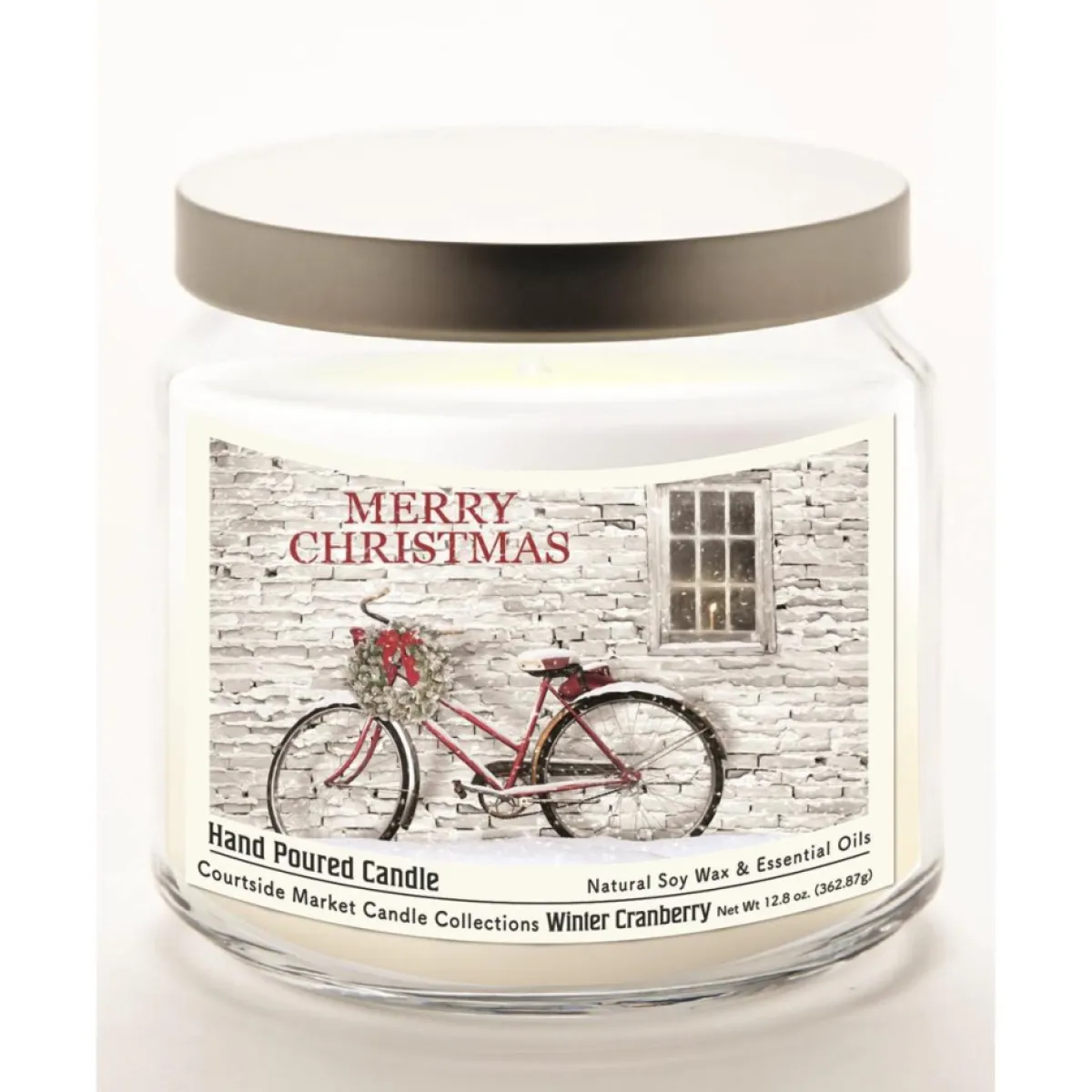 Courtside Market Candles | Merry Christmas Infused Soy Candle In Jar With Lid