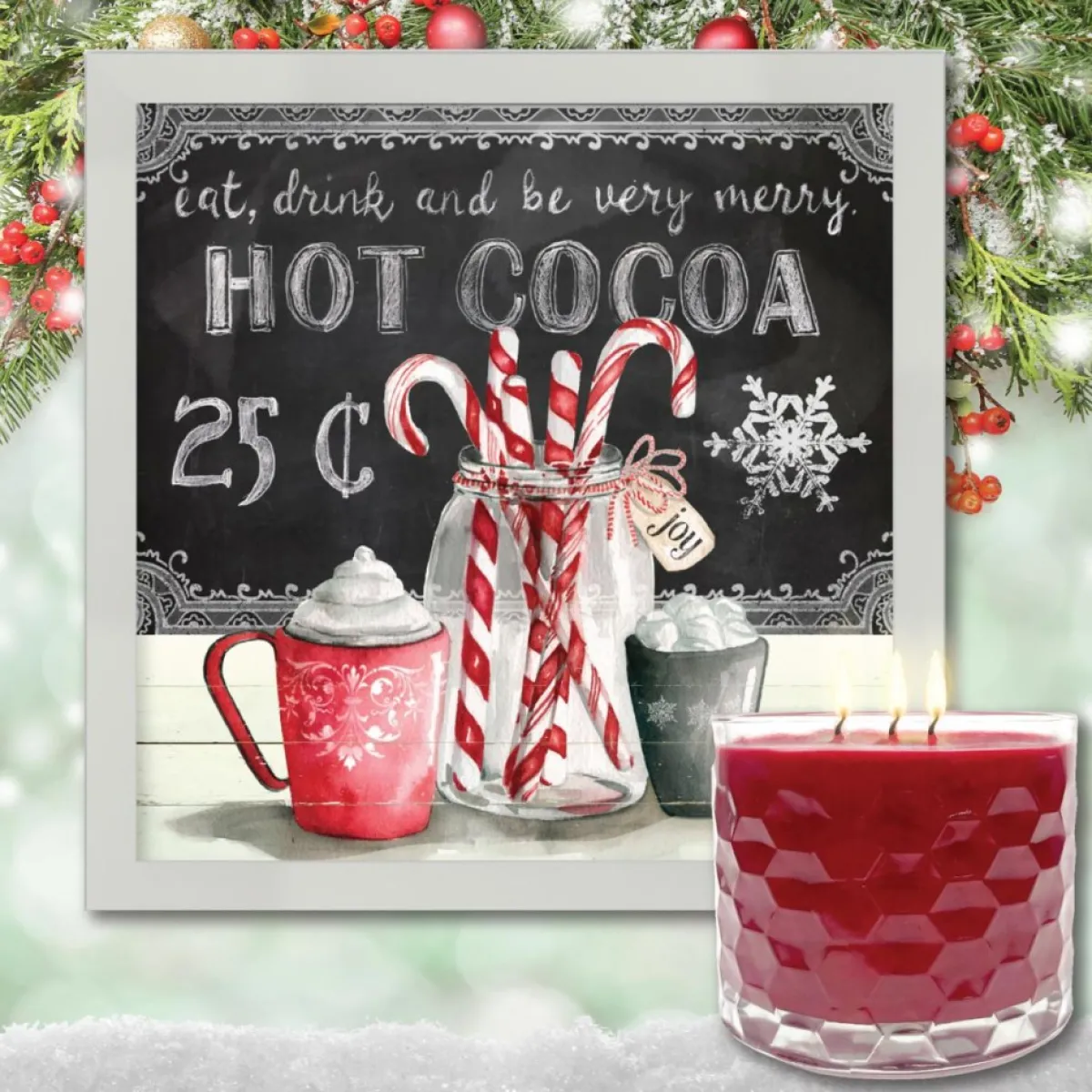 Courtside Market Candles | Peppermint Cocoa Artboard & 13.5 Oz. 3-Wick Candle