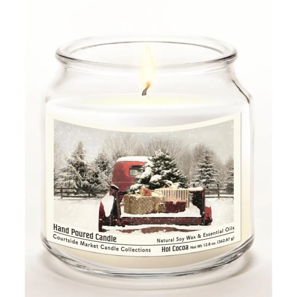 Courtside Market Candles | Red Christmas Truck Soy Wax Candle With Silver Lid