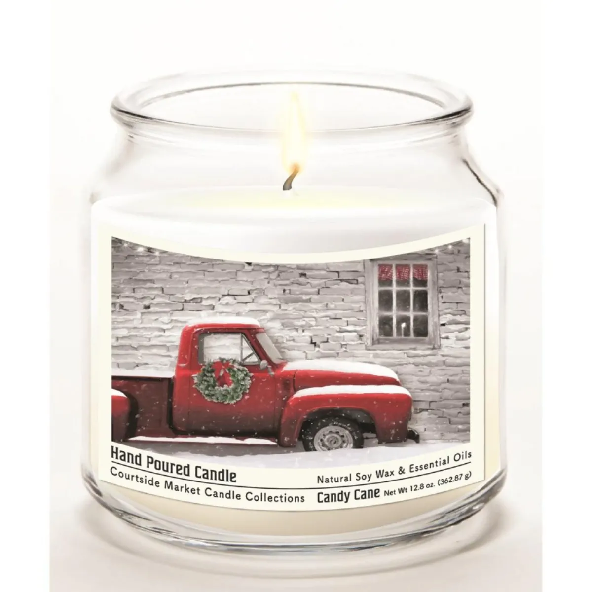 Courtside Market Candles | Red Pick-Up Truck With Wreath Wax Infused Candle