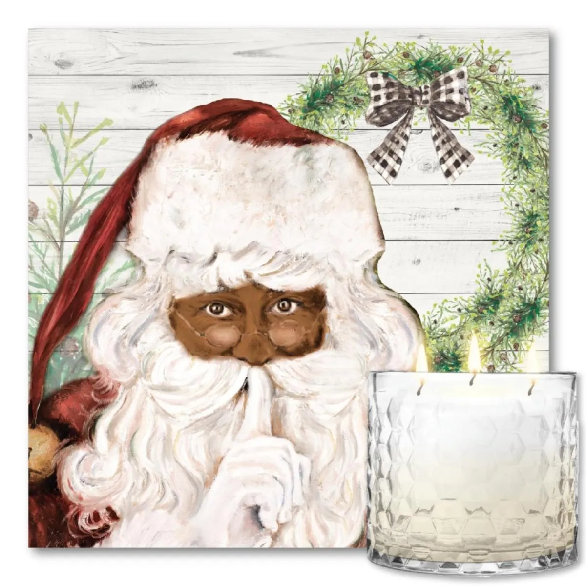 Courtside Market Candles | Santa Artboard & 13.5 Oz. 3-Wick Candle