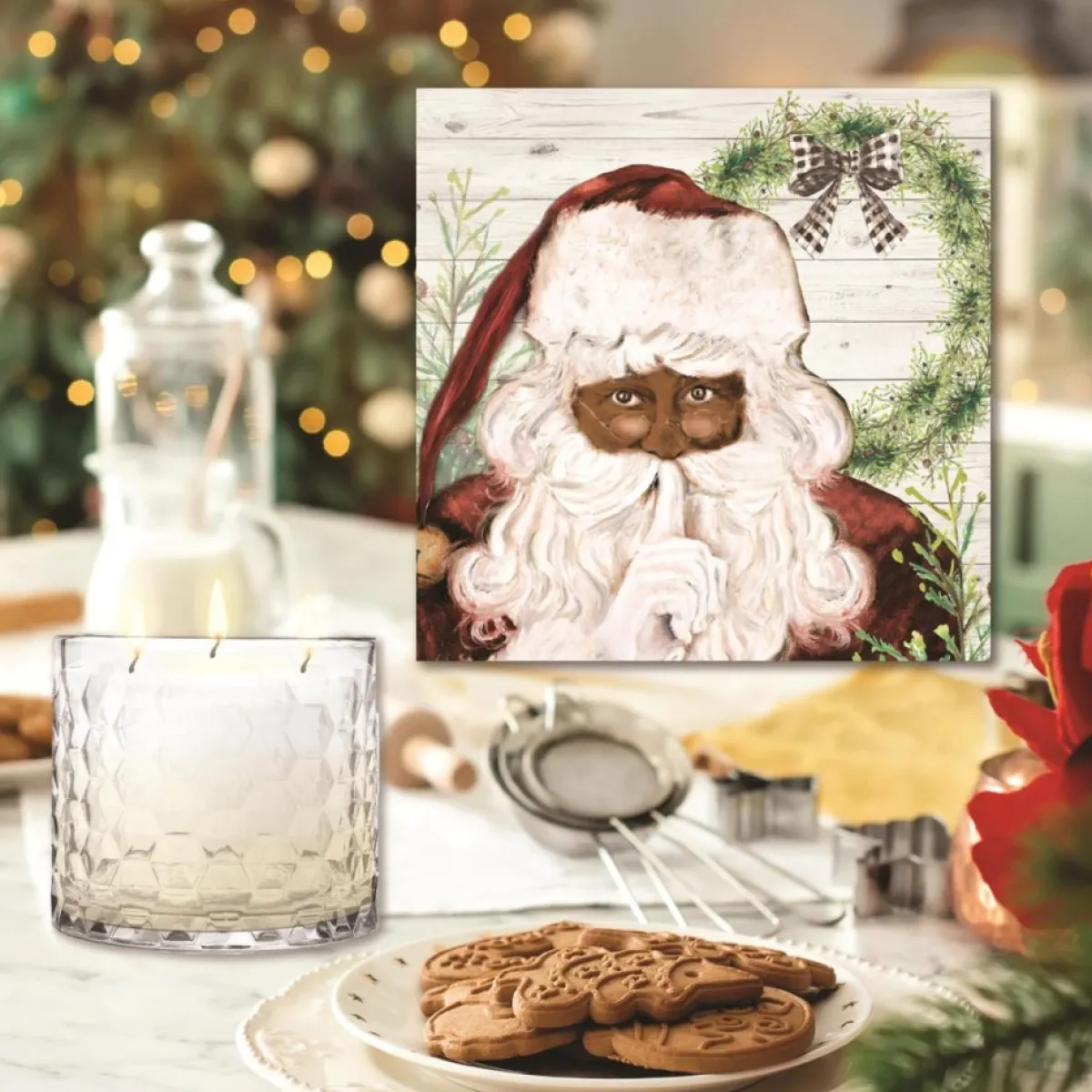 Courtside Market Candles | Santa Artboard & 13.5 Oz. 3-Wick Candle