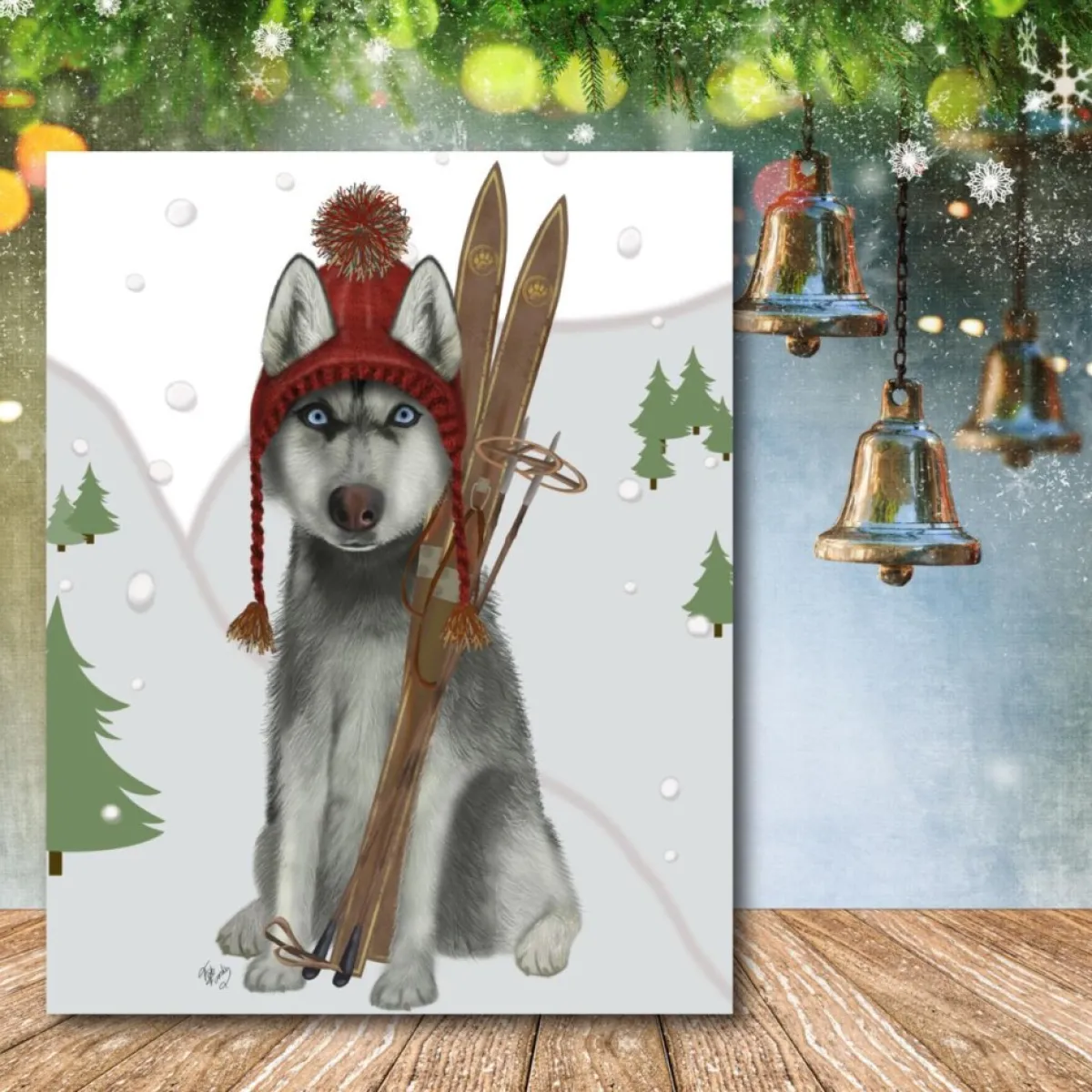 Courtside Market Indoor Decor | Skiing Siberian Husky Canvas Wall Art