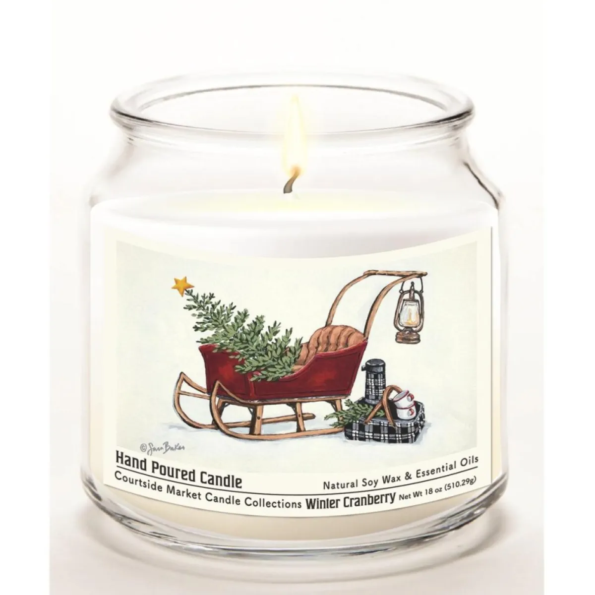 Courtside Market Candles | Soy Candle W/ Essential Oils + Lid - Santa's Sleigh