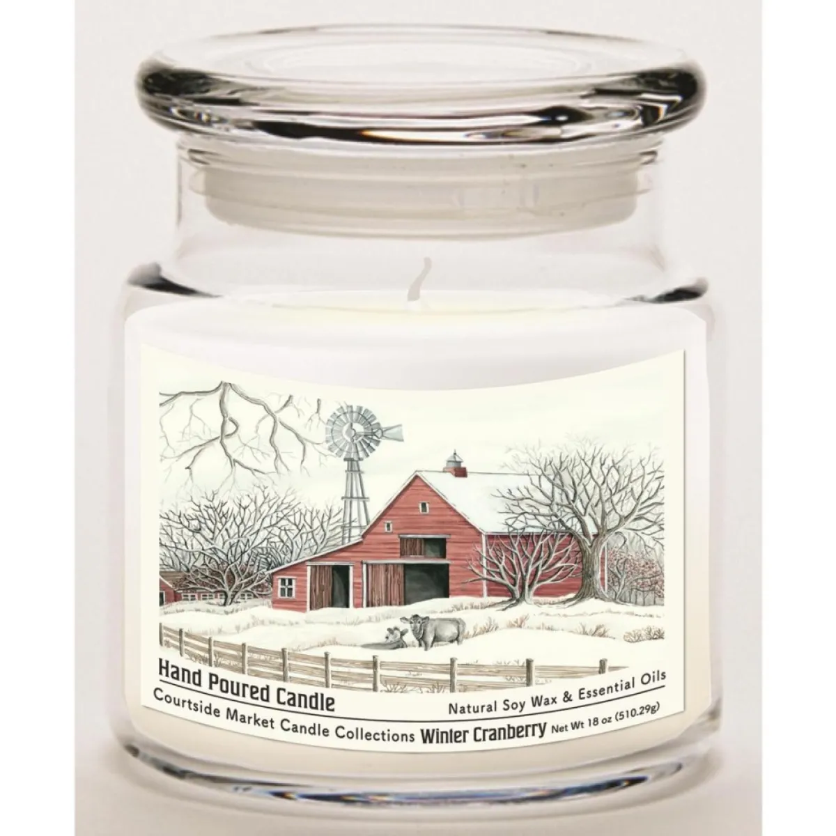 Courtside Market Candles | Soy Candle W/ Essential Oils + Lid-Winter Barn W/Mill