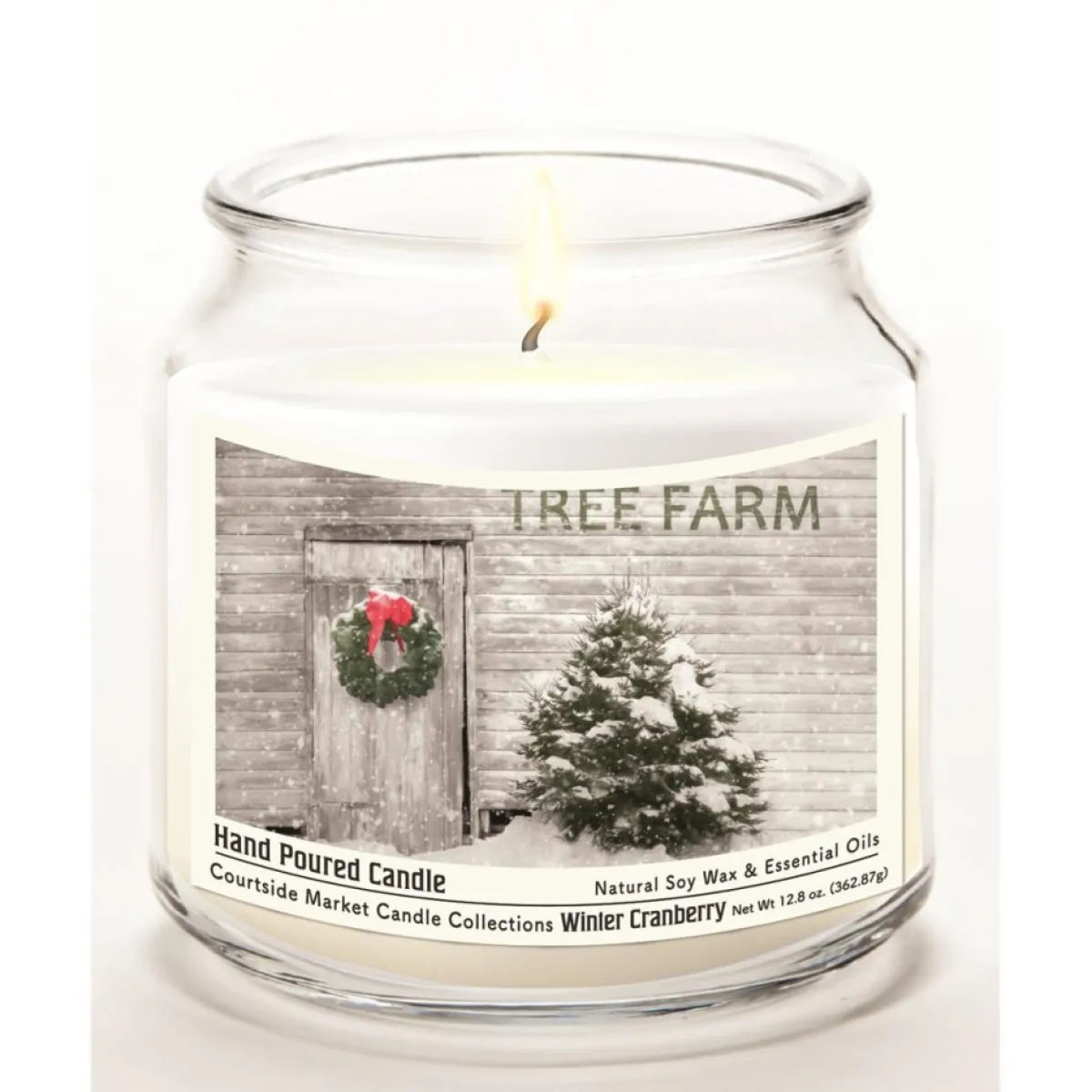 Courtside Market Candles | Tree Farm Infused Candle In Glass Jar W/ Silver Lid