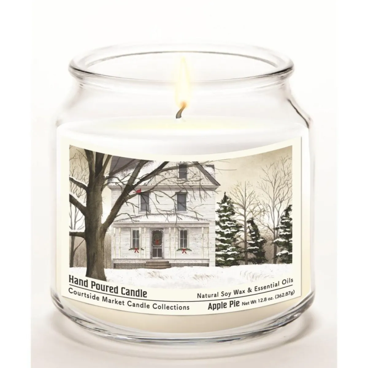 Courtside Market Candles | White Christmas Candle Glass Jar With Silver Lid