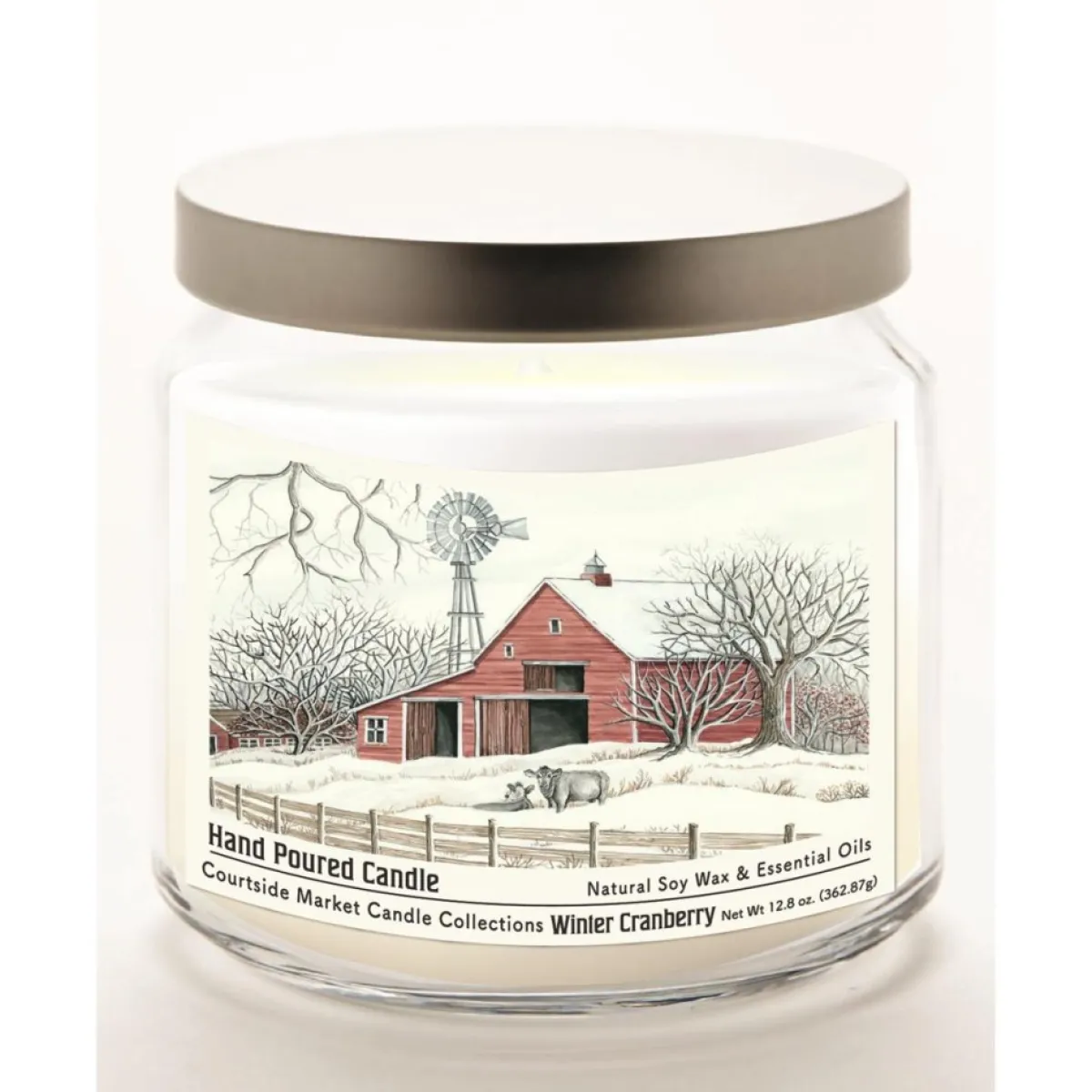 Courtside Market Candles | Winter Barn With Mill Infused Wax Candle In Glass Jar