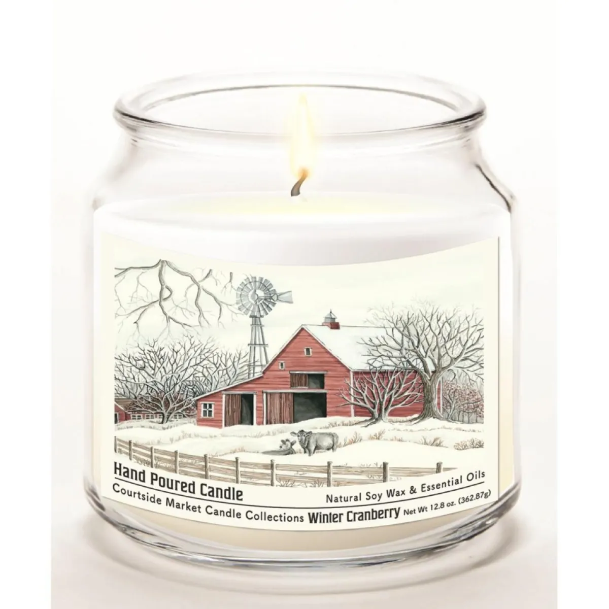 Courtside Market Candles | Winter Barn With Mill Infused Wax Candle In Glass Jar