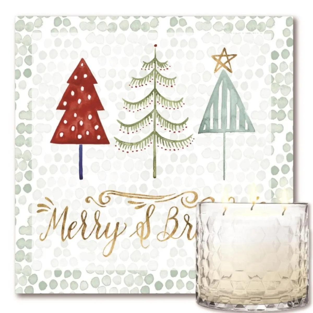 Courtside Market Candles | Xmas Tree Whimsy I Artboard & 13.5 Oz. 3-Wick Candle