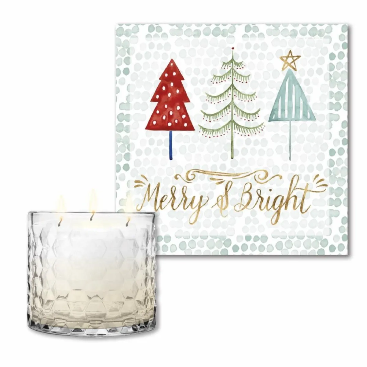 Courtside Market Candles | Xmas Tree Whimsy I Artboard & 13.5 Oz. 3-Wick Candle