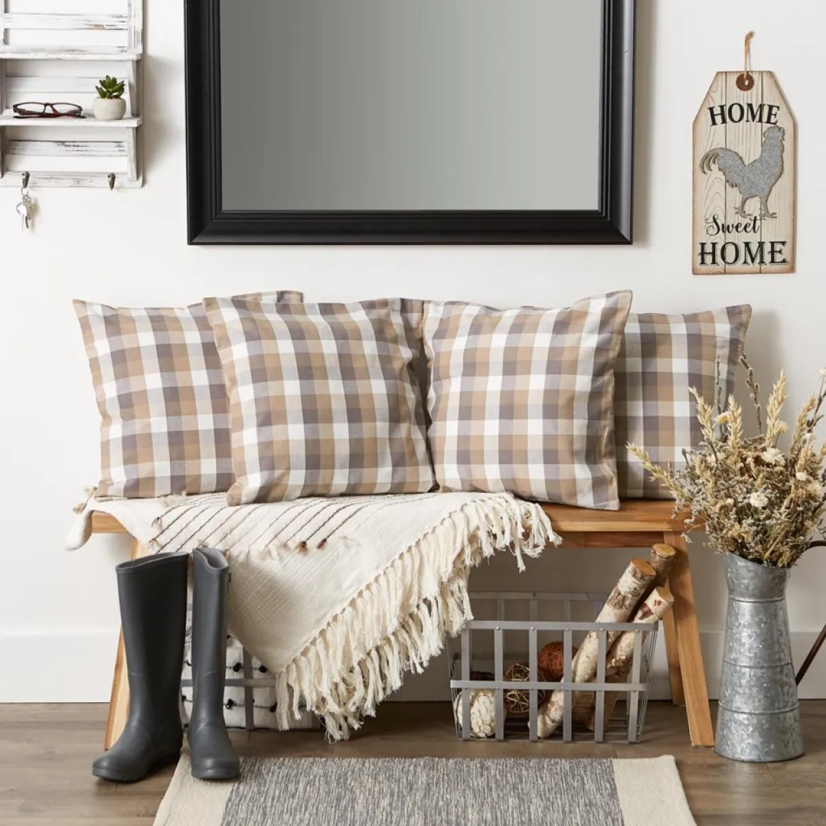 Design Imports Holiday Textiles | Checkered Pillow Covers 18X18 Set Of 4