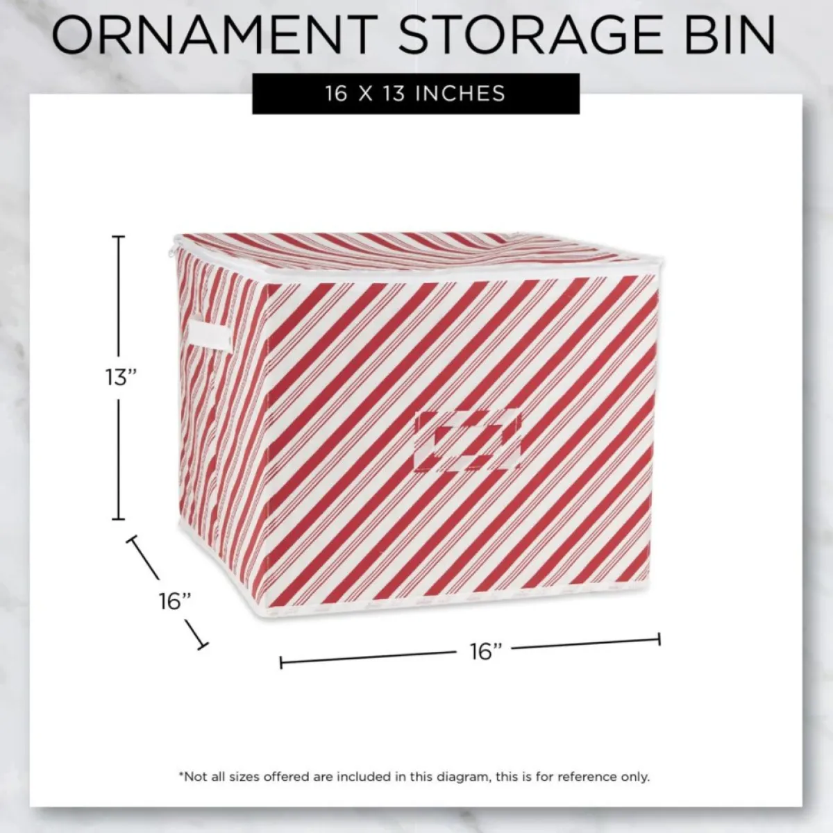 Design Imports Storage | Holiday Candy Stripe Print Ornament Storage Bin, Large