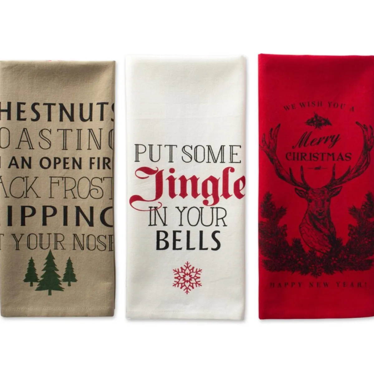 Design Imports Holiday Entertaining | Holiday Stag Christmas Print Kitchen Towel Set Of 3