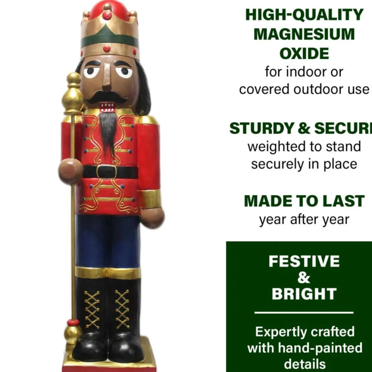 fraser_hill_farm__african_american_nutcracker_holding_staff_figure_5.webp Fraser Hill Farm Indoor Decor | 48" African American Nutcracker Holding Staff Figure