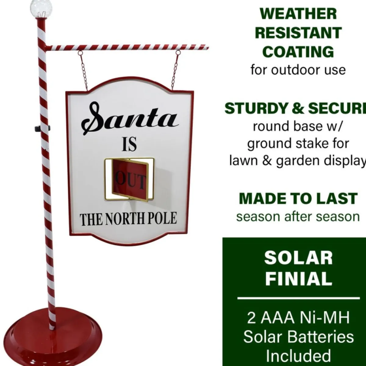 fraser_hill_farm__ft_lamp_post_with_santa_claus_north_pole_sign_3.webp Fraser Hill Farm Outdoor Decor | 4.5 Ft. Lamp Post With Santa Claus North Pole Sign
