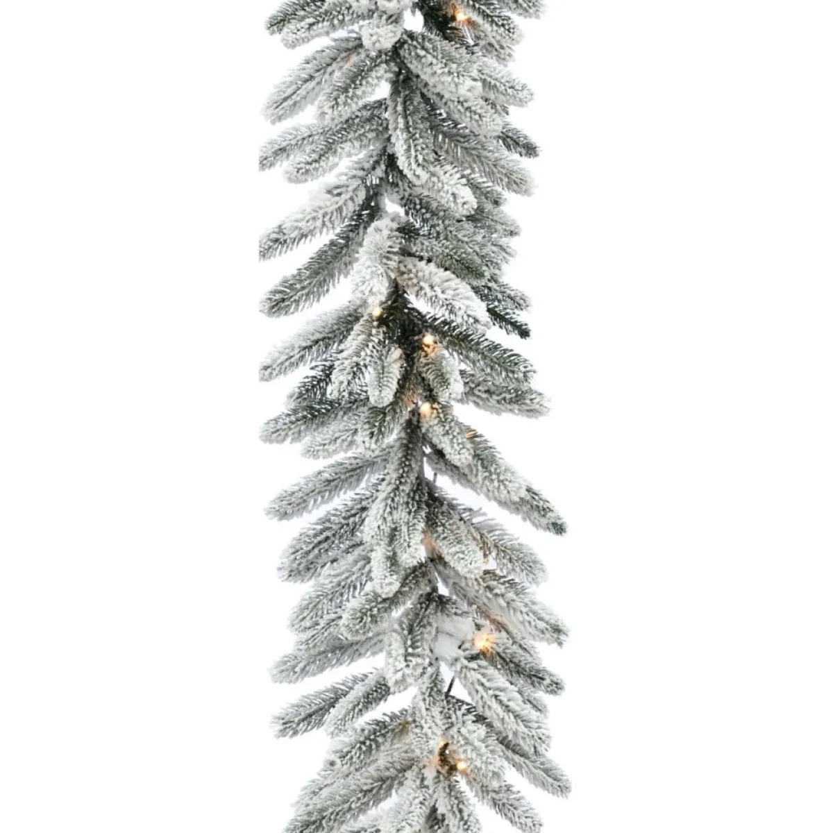 Fraser Hill Farm Wreaths, Garlands & More | 9-Ft. Icy Frost Snow Flocked Garland W/ White Lights