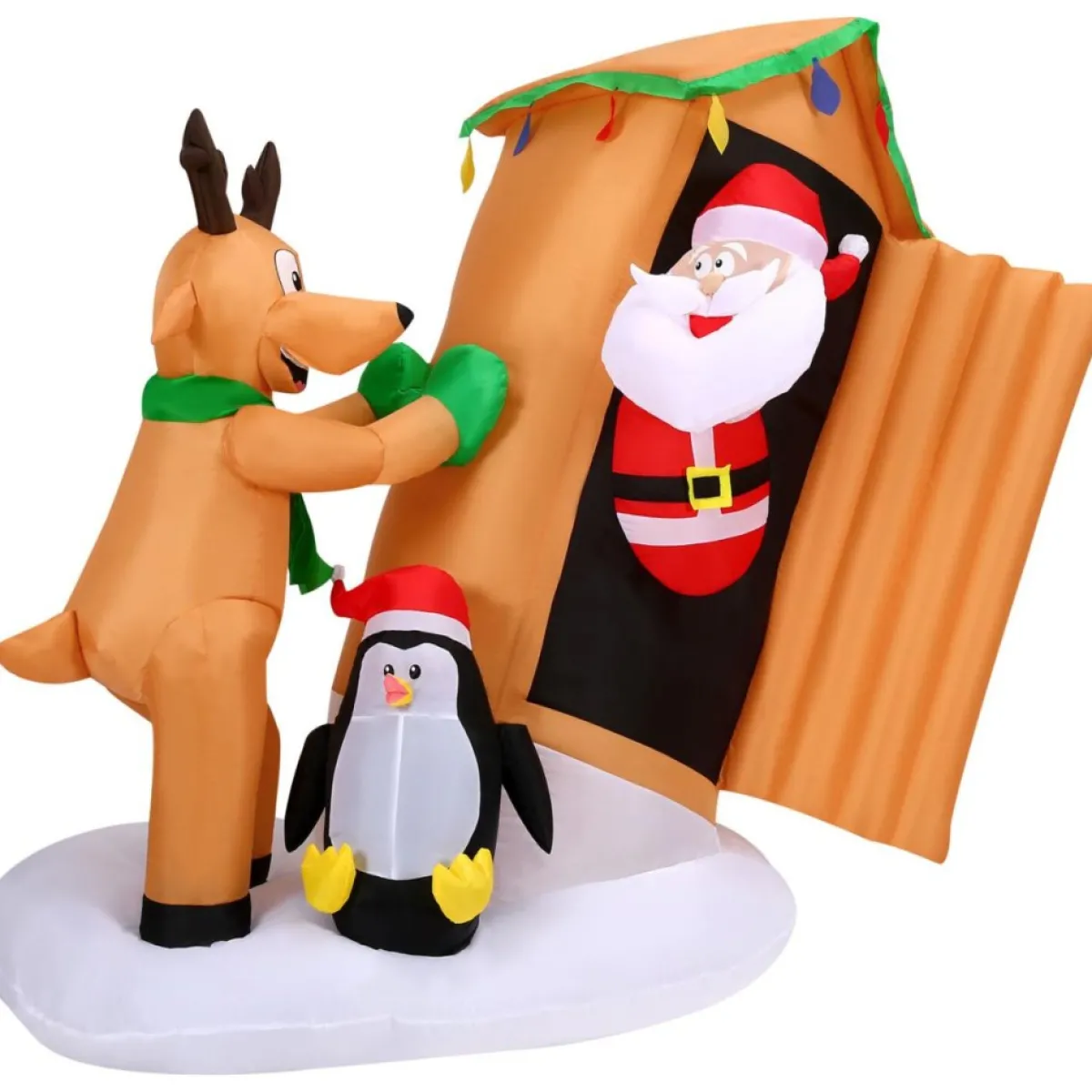 Fraser Hill Farm Outdoor Decor | 4-Ft. Tall Pre-Lit Inflatable Santa In Outhouse