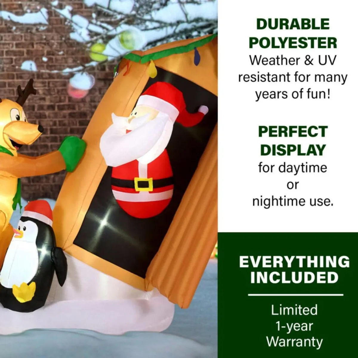 Fraser Hill Farm Outdoor Decor | 4-Ft. Tall Pre-Lit Inflatable Santa In Outhouse