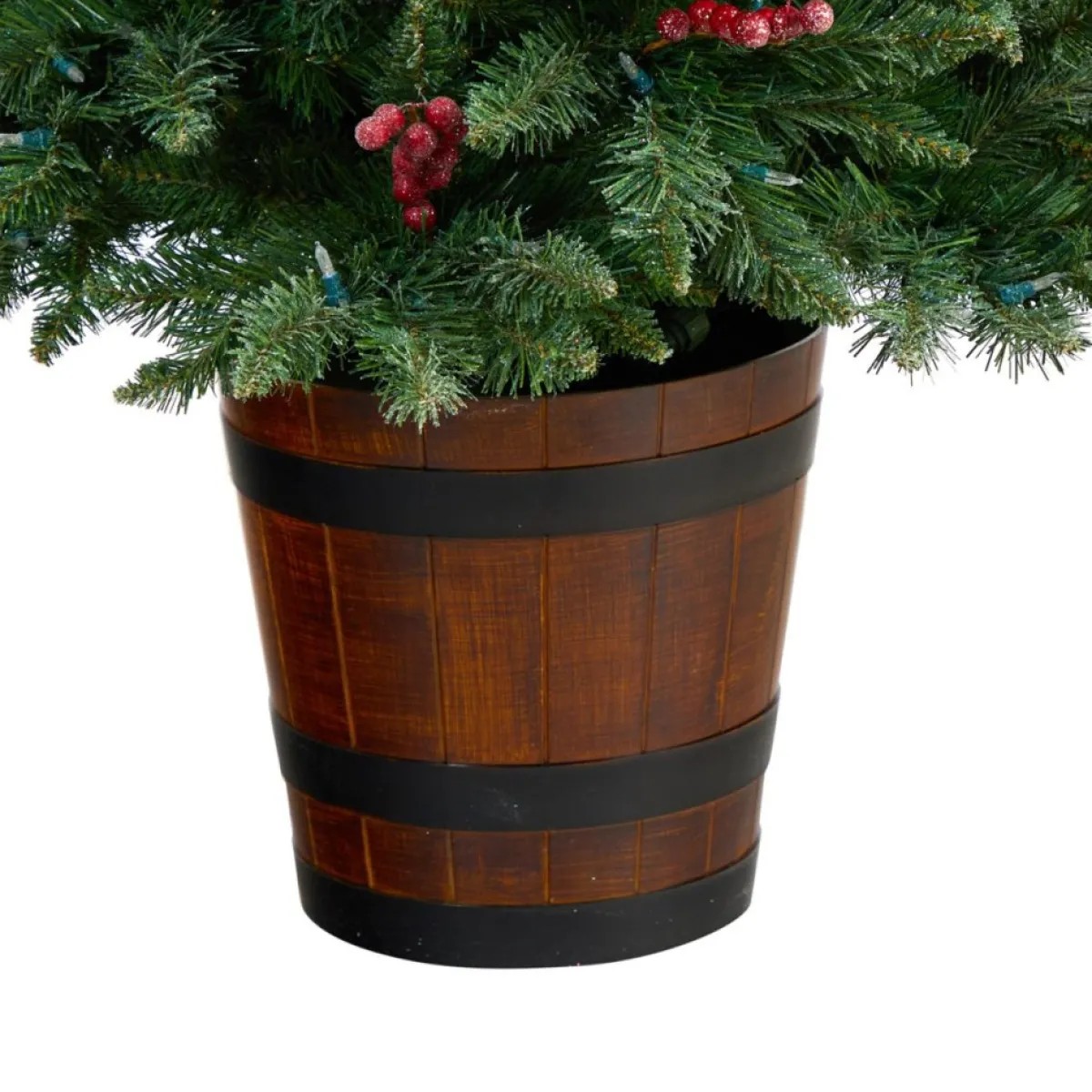 frosted_prelit_porch_christmas_tree_with__led_lights_2.webp Nearly Natural Christmas Trees | 5' Frosted Pre-Lit Porch Christmas Tree With 200 Led Lights