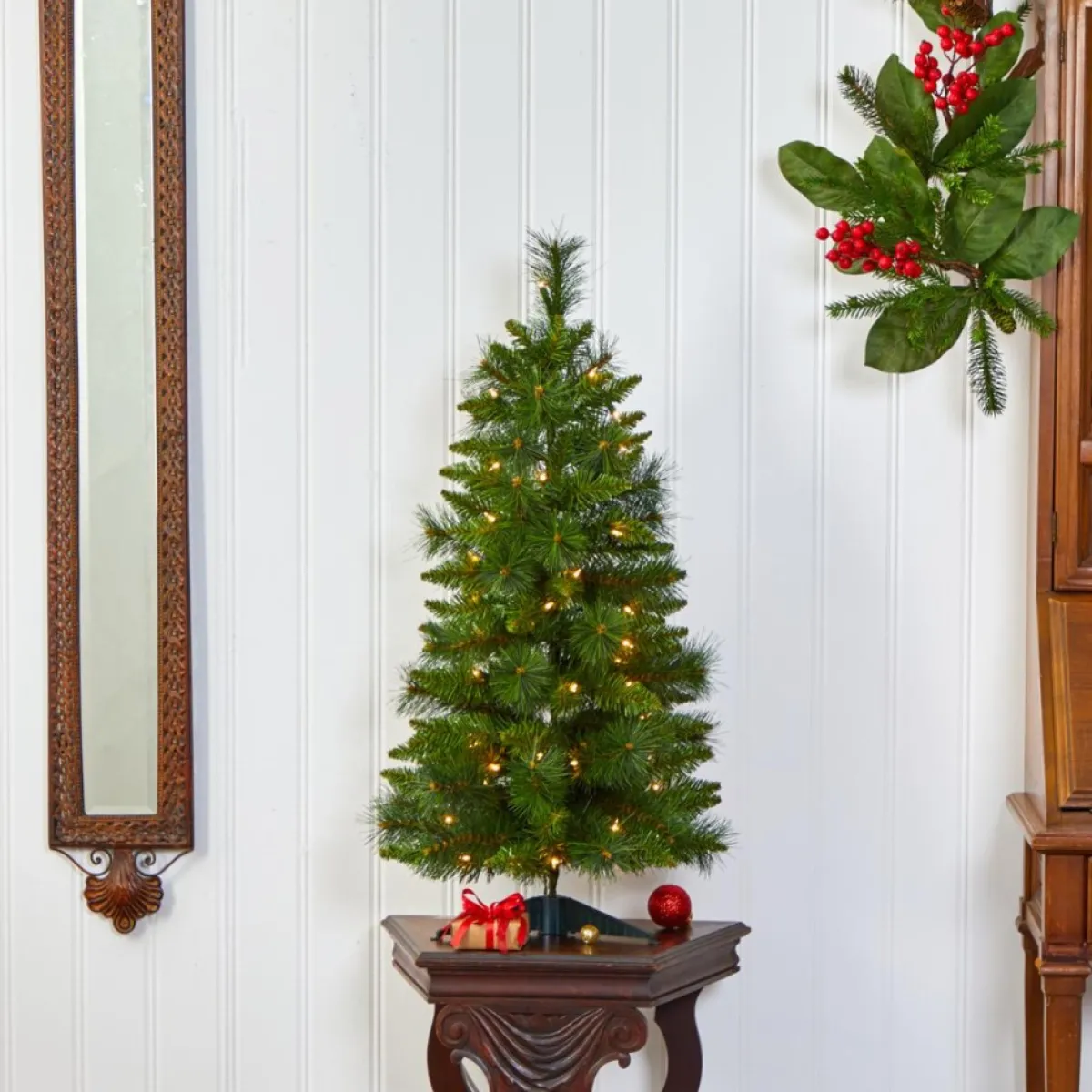 ft_new_haven_pine_artificial_christmas_tree_with__warm_white_led_lights_and__bendable_branche_4.webp Nearly Natural Christmas Trees | 3 Ft. New Haven Pine Artificial Christmas Tree With 50 Warm White Led Lights And 93 Bendable Branche