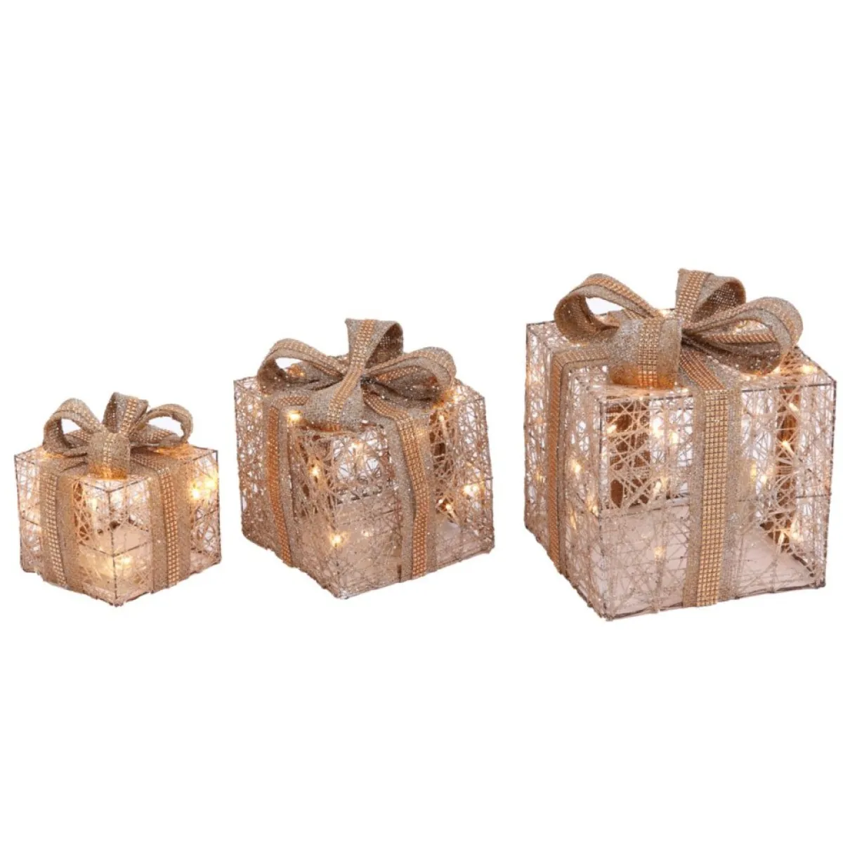 Gerson Indoor Decor | 3-Piece Battery Operated Lighted Holiday Jewel Gift Box Decor