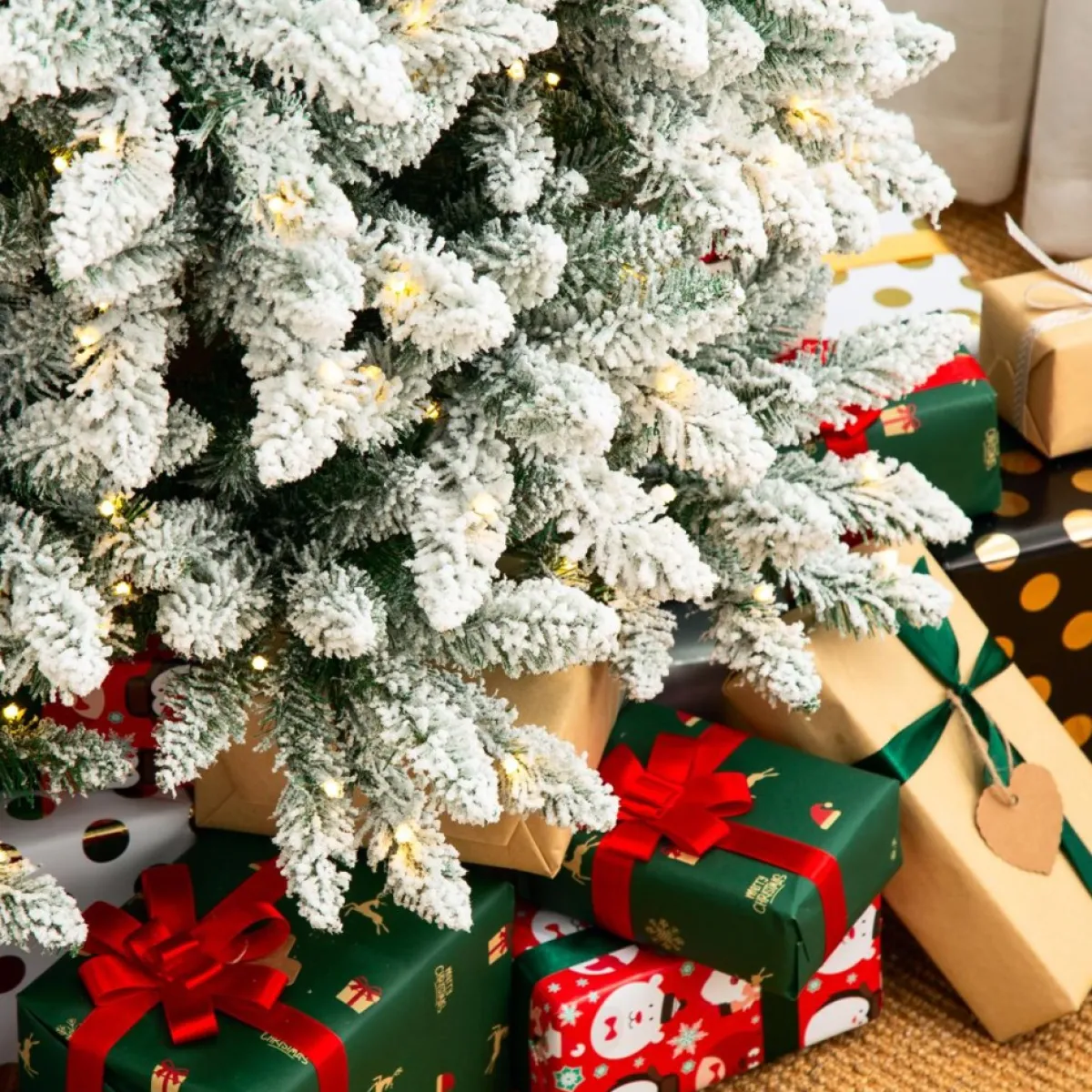 Glitzhome Christmas Trees | 9 Ft. Preloaded Led Pencil Fir Artificial Christmas Tree