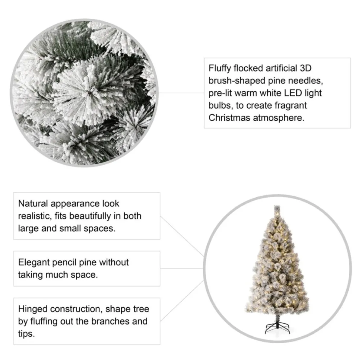 Glitzhome Christmas Trees | 6 Ft. Preloaded Led Pencil Pine Artificial Christmas Tree