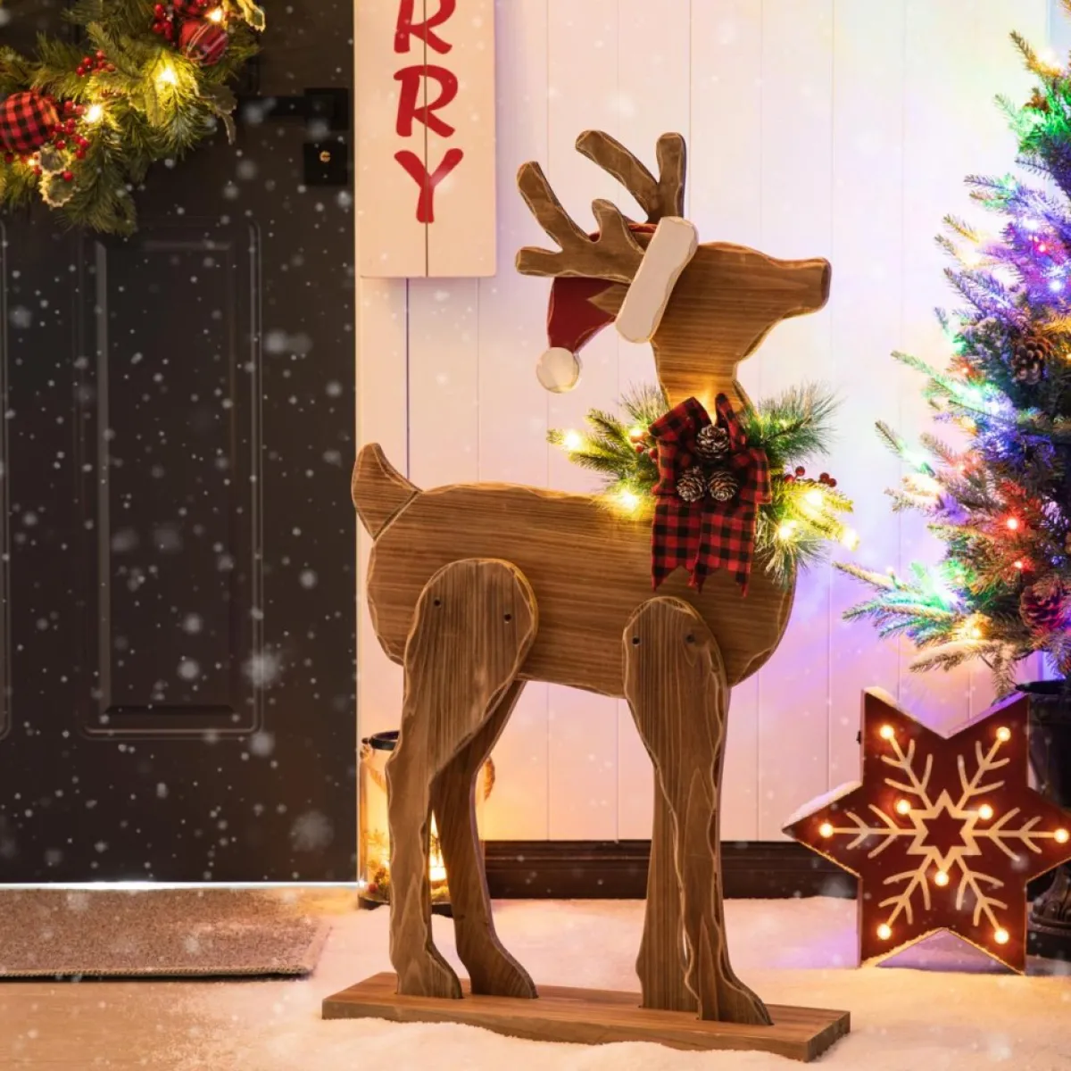 glitzhome__h_chunky_wood_reindeer_porch_decor_3.webp Glitzhome Outdoor Decor | 36" H Chunky Wood Reindeer Porch Decor