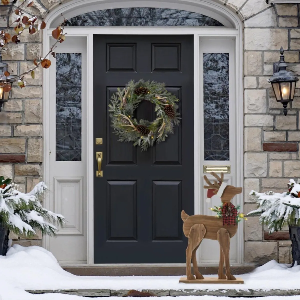 glitzhome__h_chunky_wood_reindeer_porch_decor_6.webp Glitzhome Outdoor Decor | 36" H Chunky Wood Reindeer Porch Decor