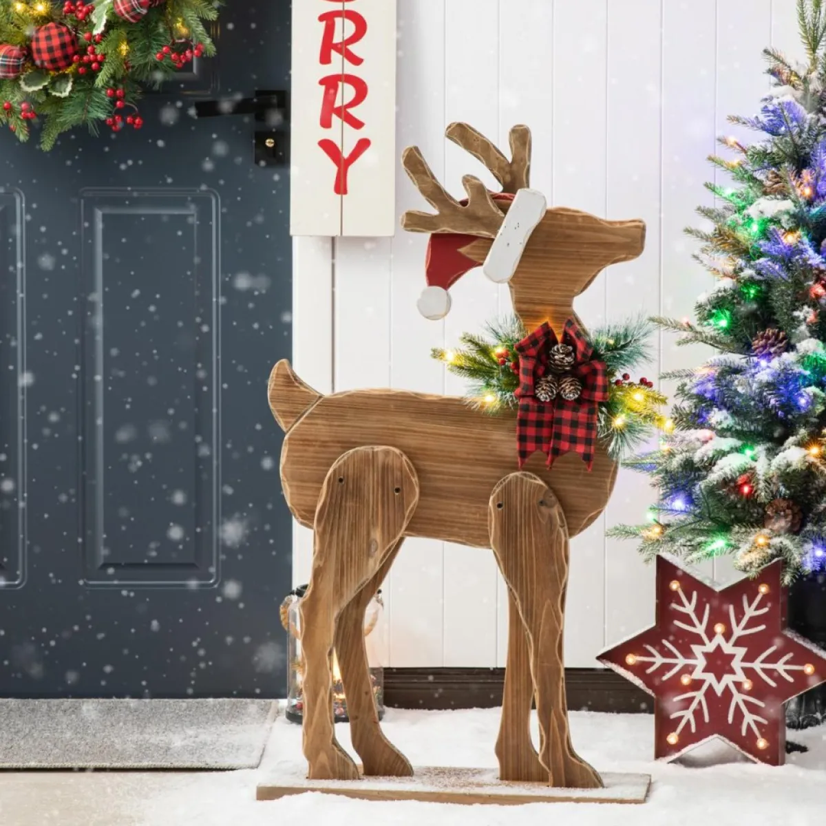 glitzhome__h_chunky_wood_reindeer_porch_decor_8.webp Glitzhome Outdoor Decor | 36" H Chunky Wood Reindeer Porch Decor