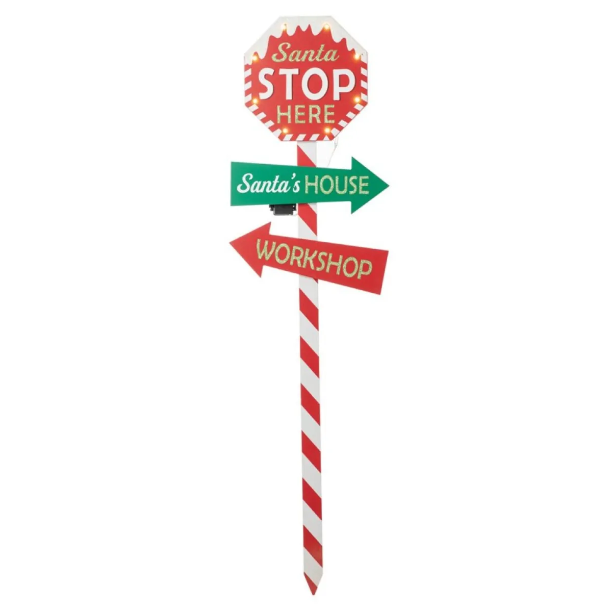 Glitzhome Outdoor Decor | 41.75" H Led Wooden Yard Stake Written With Santa Stop Here