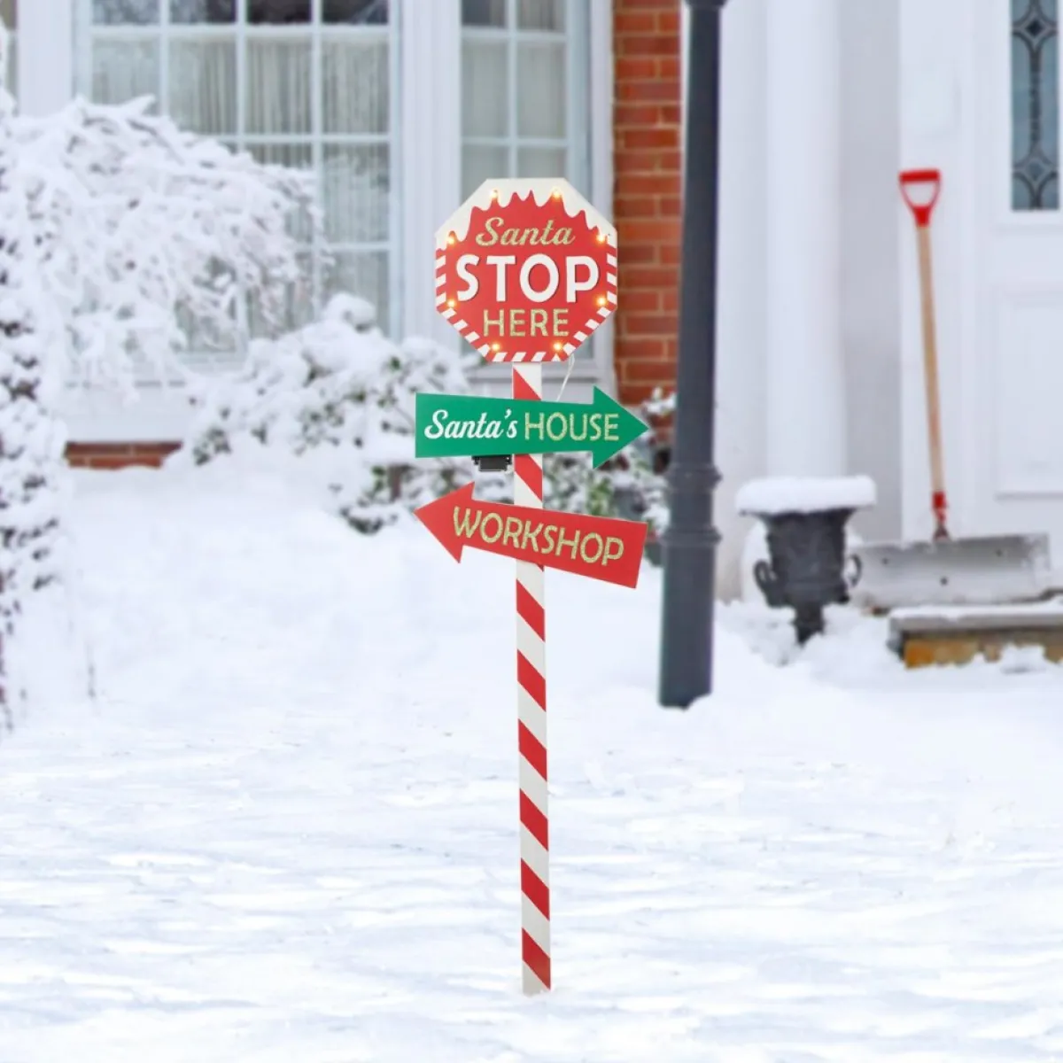 glitzhome__h_led_wooden_yard_stake_written_with_santa_stop_here_5.webp Glitzhome Outdoor Decor | 41.75" H Led Wooden Yard Stake Written With Santa Stop Here