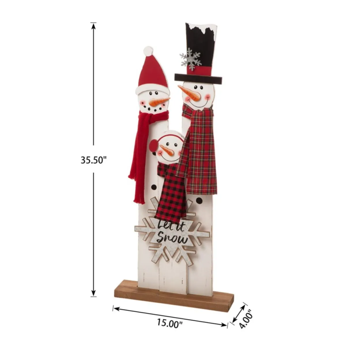 glitzhome__h_wooden_snowman_family_porch_decor_7.webp Glitzhome Outdoor Decor | 35.5" H Wooden Snowman Family Porch Decor