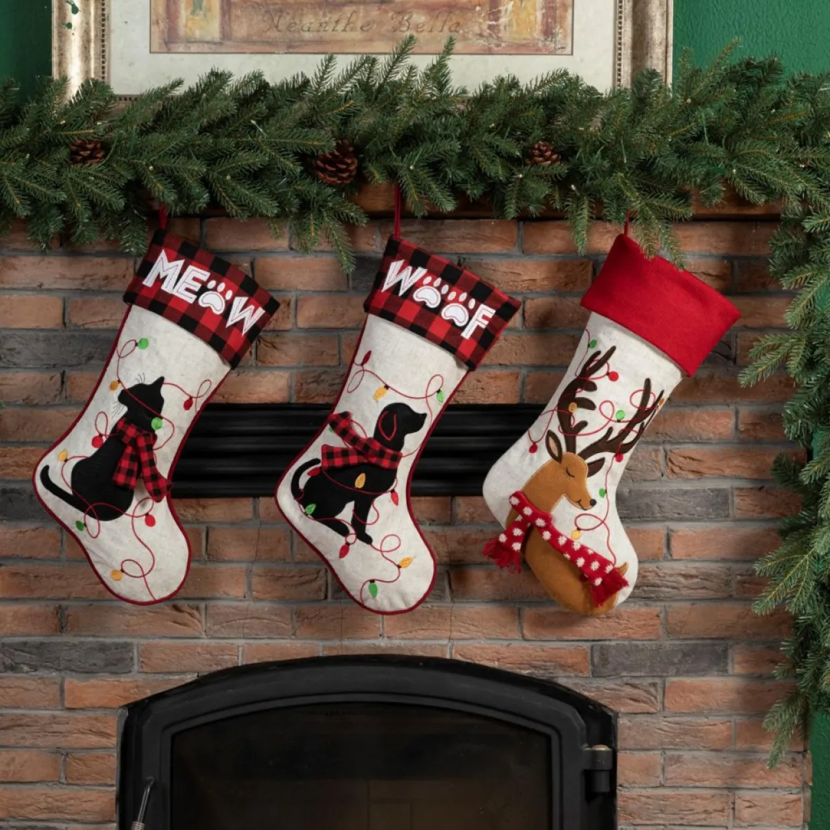 glitzhome__l_led_embroidered_linen_reindeer_christmas_stocking_10.webp Glitzhome Holiday Textiles | 21" L Led Embroidered Linen Reindeer Christmas Stocking