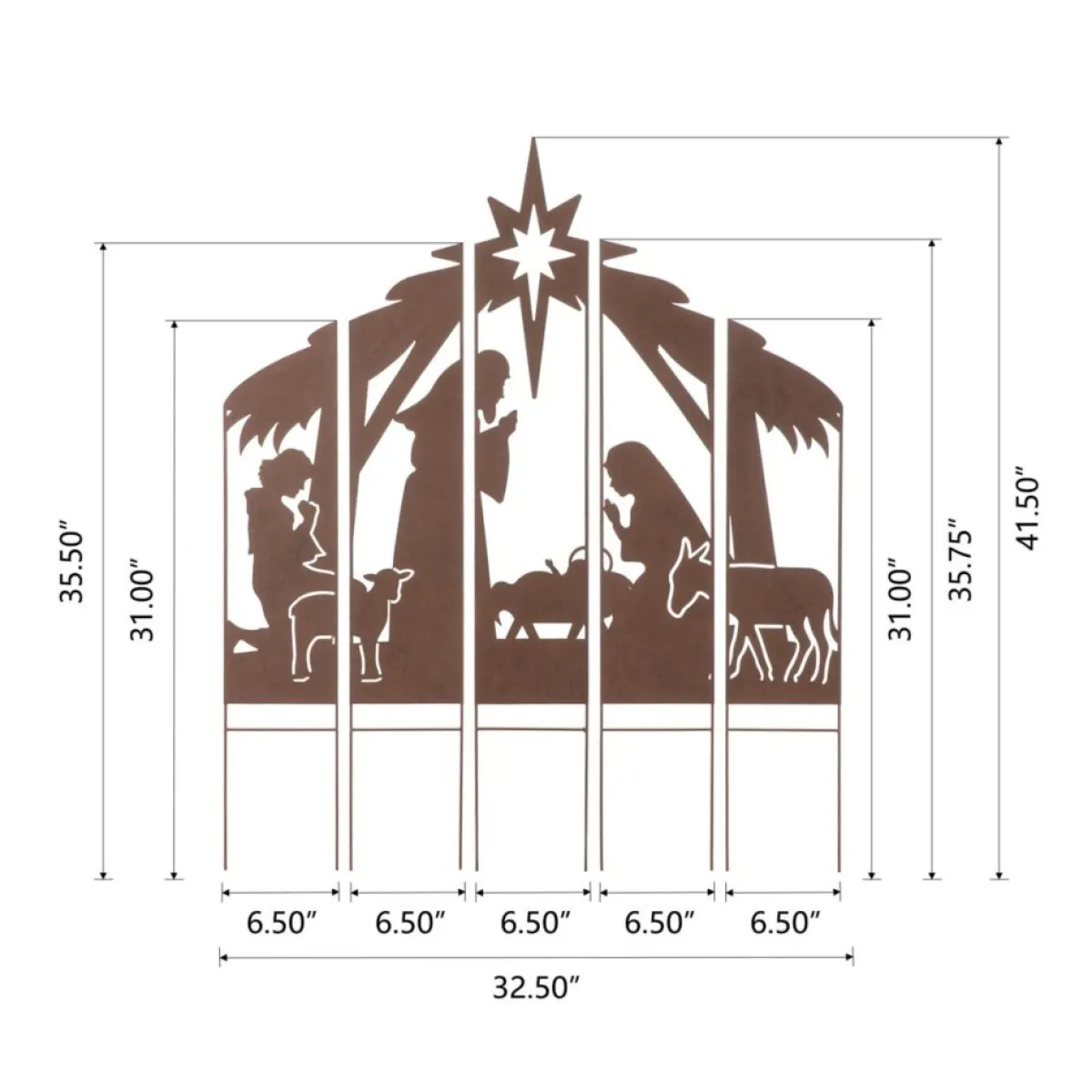 Glitzhome Outdoor Decor | 41.5" Metal Nativity Combo Yard Stake