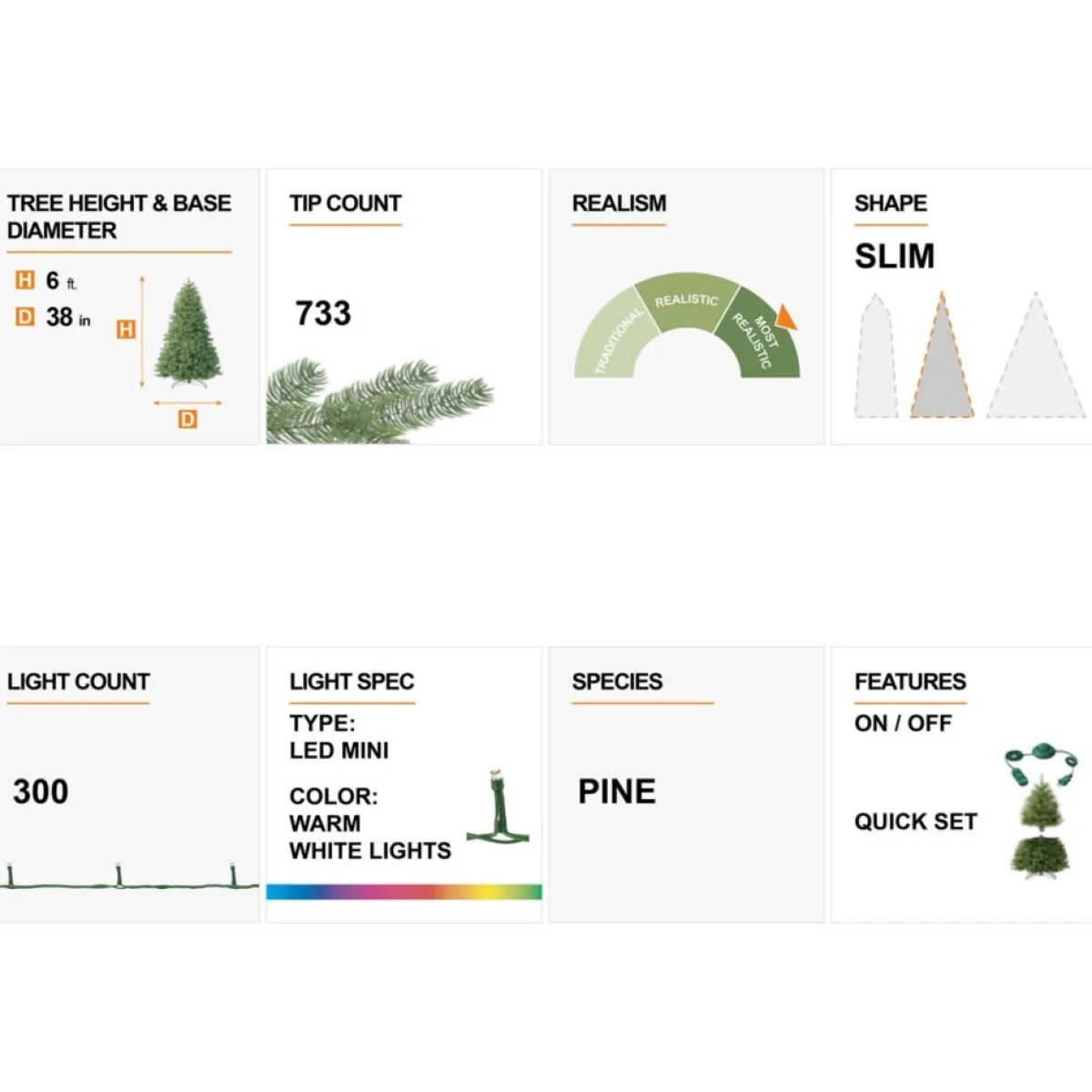 Glitzhome Christmas Trees | 6Ft Deluxe Pre-Lit Flocked Pine Artificial Christmas Tree